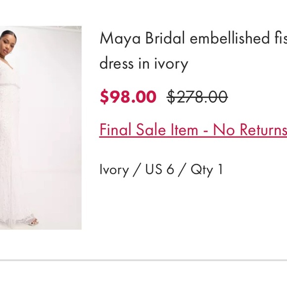 NWT ASOS Bridal White Maxi Dress - Picture 5 of 5